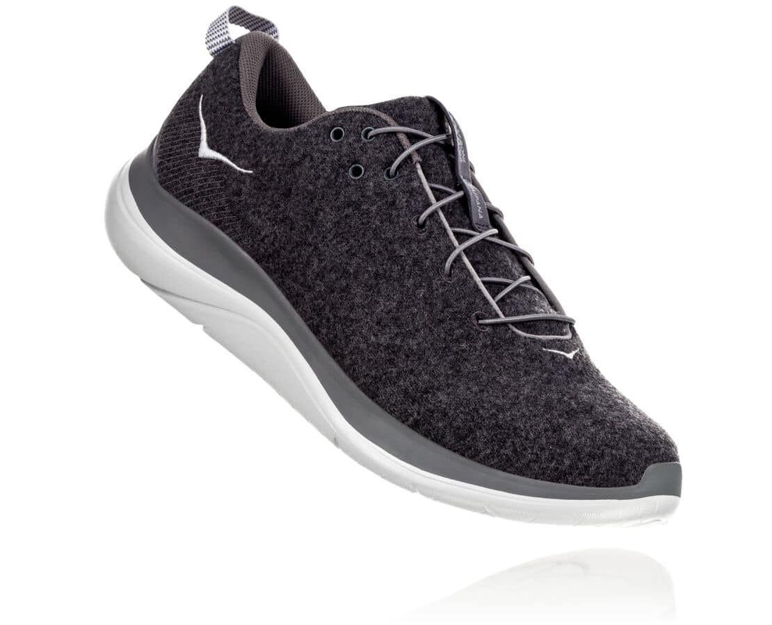 Hoka One One Hupana Flow Wool Férfi Gyalogló Cipő Sötét Szürke / Szürke [DVLJA-9308]